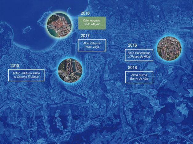 Dans le projet SmartKalea, à Saint-Sébastien, Pays basque (Espagne), la combinaison de stations capteurisées avec l'infrastructure publique de qualité de l'air déjà existante dans la ville apporte une information supplémentaire sur l'influence du trafic et de l'activité industrielle voisine. - Kunak