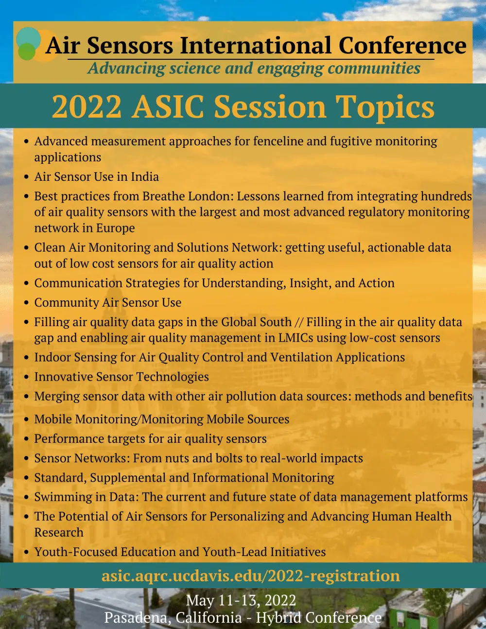 Air pollution monitoring, one of the topics to be discussed at ASIC 2022