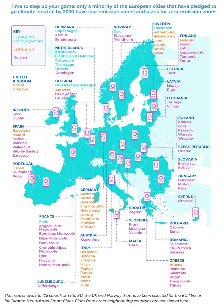 The development trends of low- and zero-emission zones in Europe