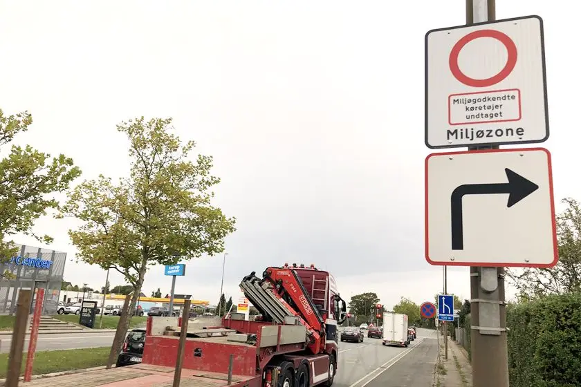 Cartel informativo de la zona de bajas emisiones de Copenhague - Fuente: Agencia Danesa de Protección del Medio Ambiente - Kunak