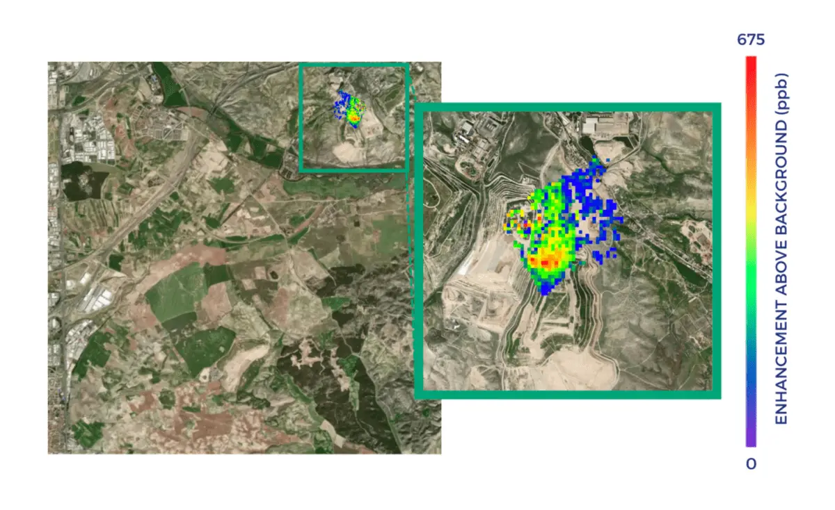 Emisiones de metano de un vertedero de Madrid detectadas el 20 agosto 2021 - European Space Agency - Kunak