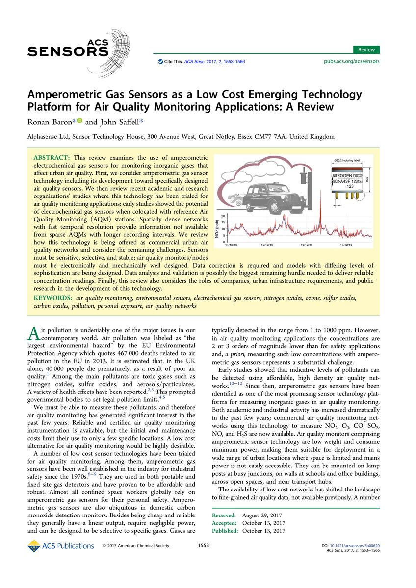 Amperometric Gas Sensors as a Low Cost Emerging Technology Platform for Air Quality Monitoring Applications: A Review