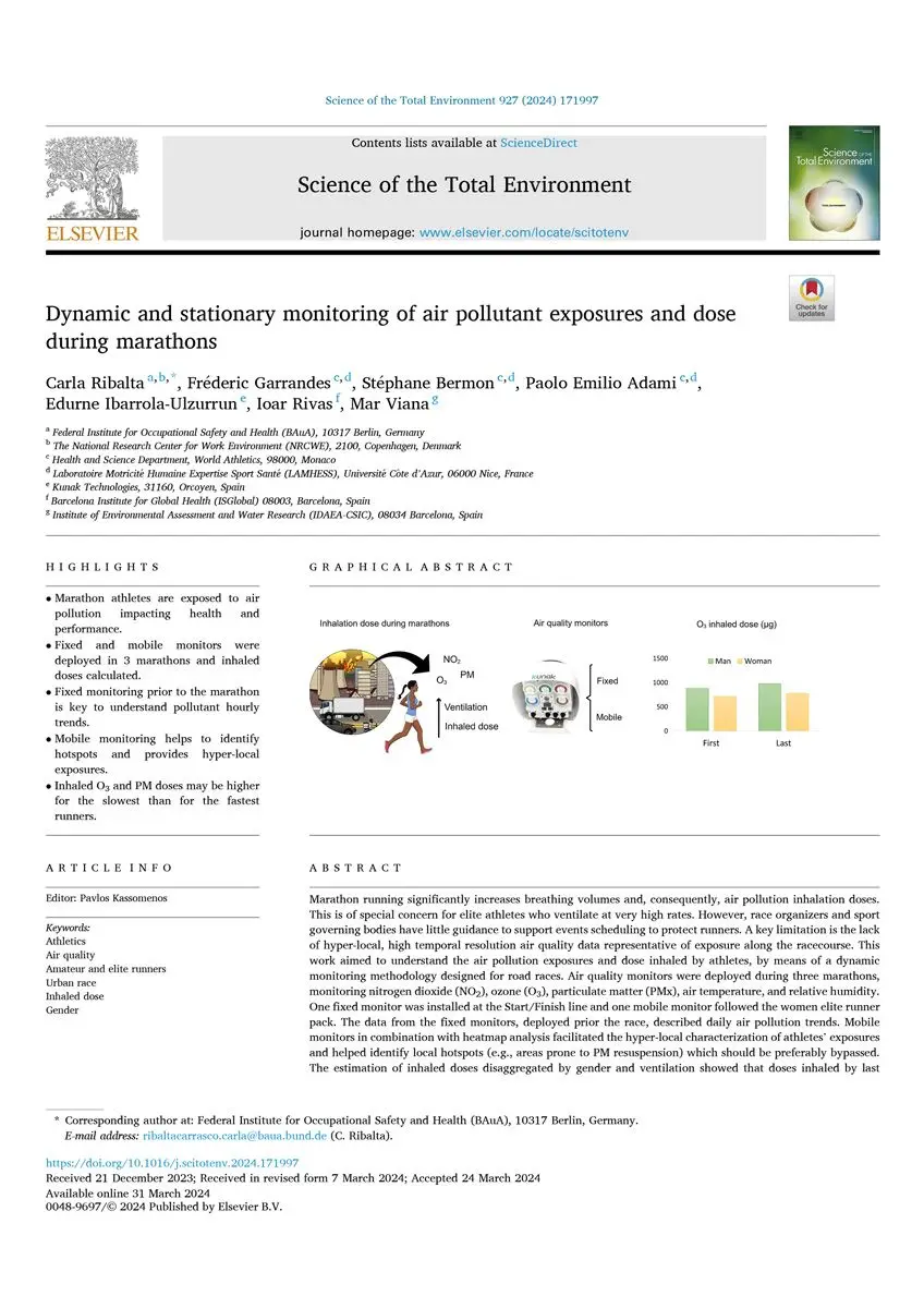 Dynamic-and-stationary-monitoring-of-air-pollutant-exposures-and-dose Dynamic and stationary monitoring of air pollutant exposures and dose during marathons
