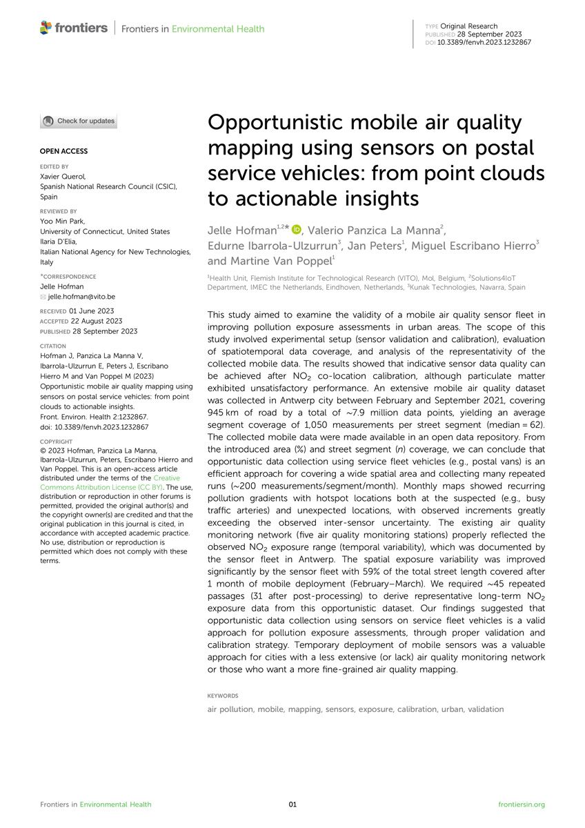 Opportunistic mobile air quality mapping using sensors on postal service vehicles: from point clouds to actionable insights