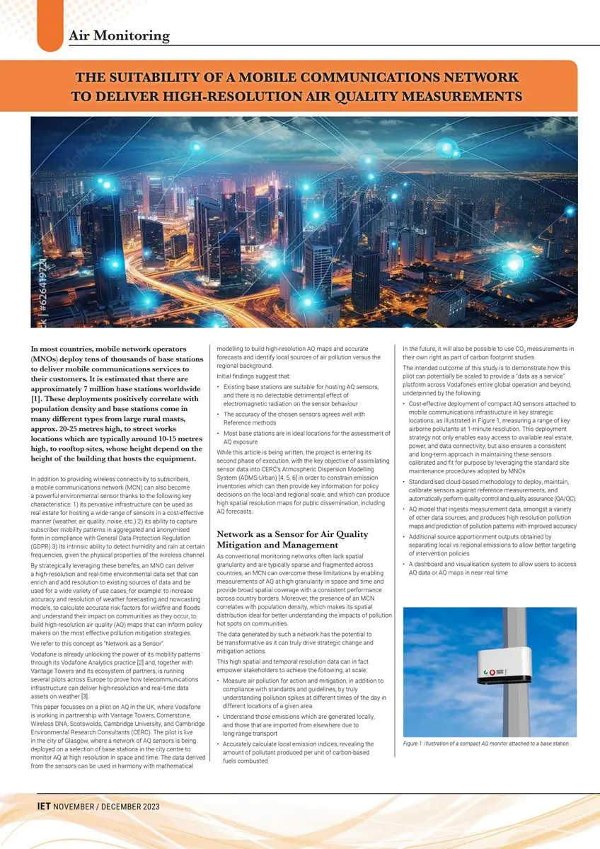 The suitability of a mobile communications network to deliver high-resolution air quality measurements