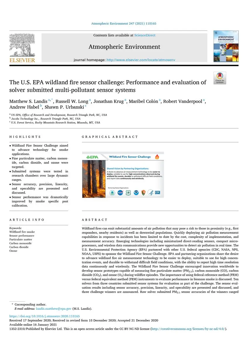 The U.S. EPA wildland fire sensor challenge: Performance and evaluation of solver submitted multi-pollutant sensor systems - Kunak