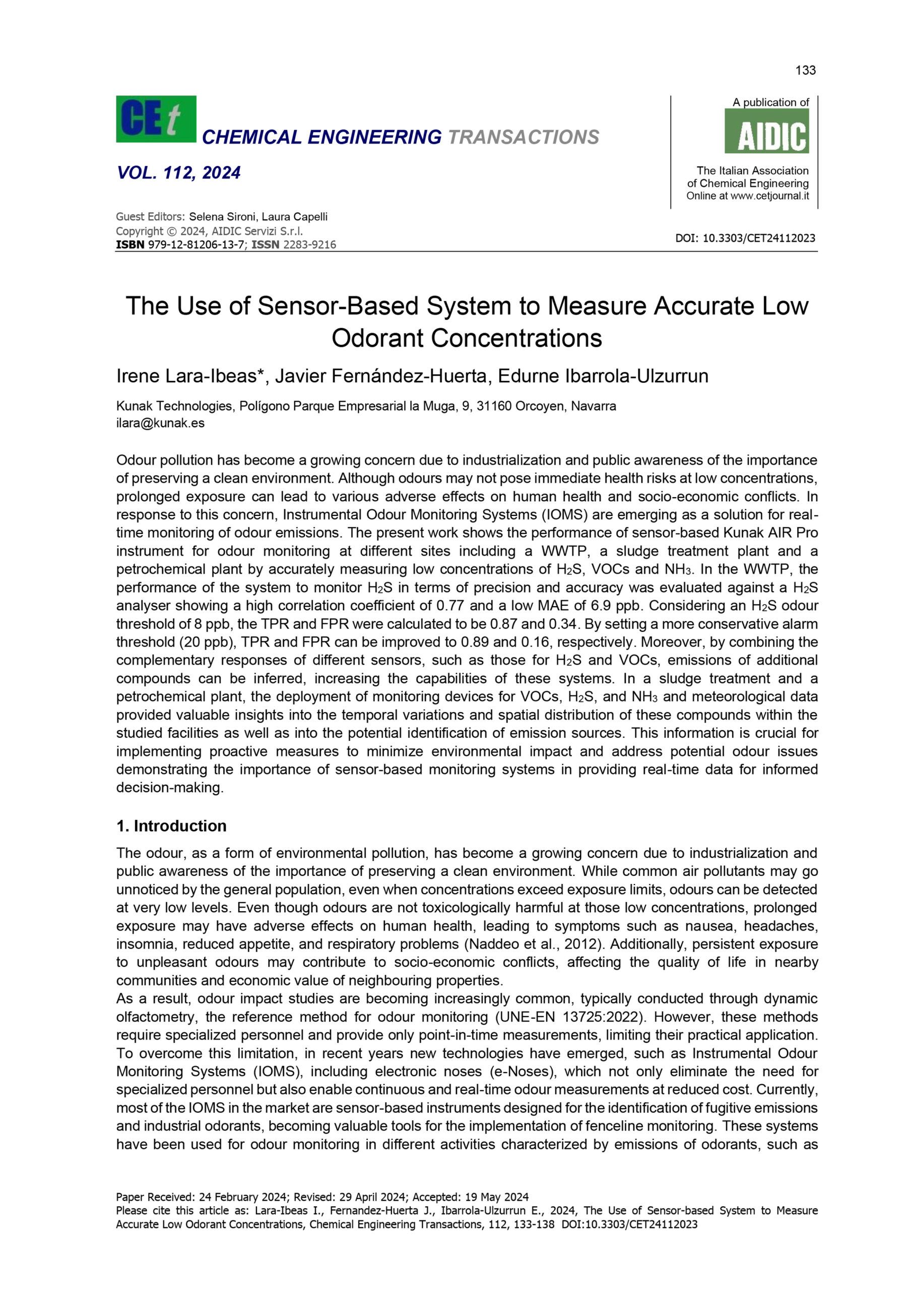 The-Use-of-Sensor-Based-System-to-Measure-Accurate-Low-Odorant-Concentrations The Use of Sensor-Based System to Measure Accurate Low Odorant Concentrations