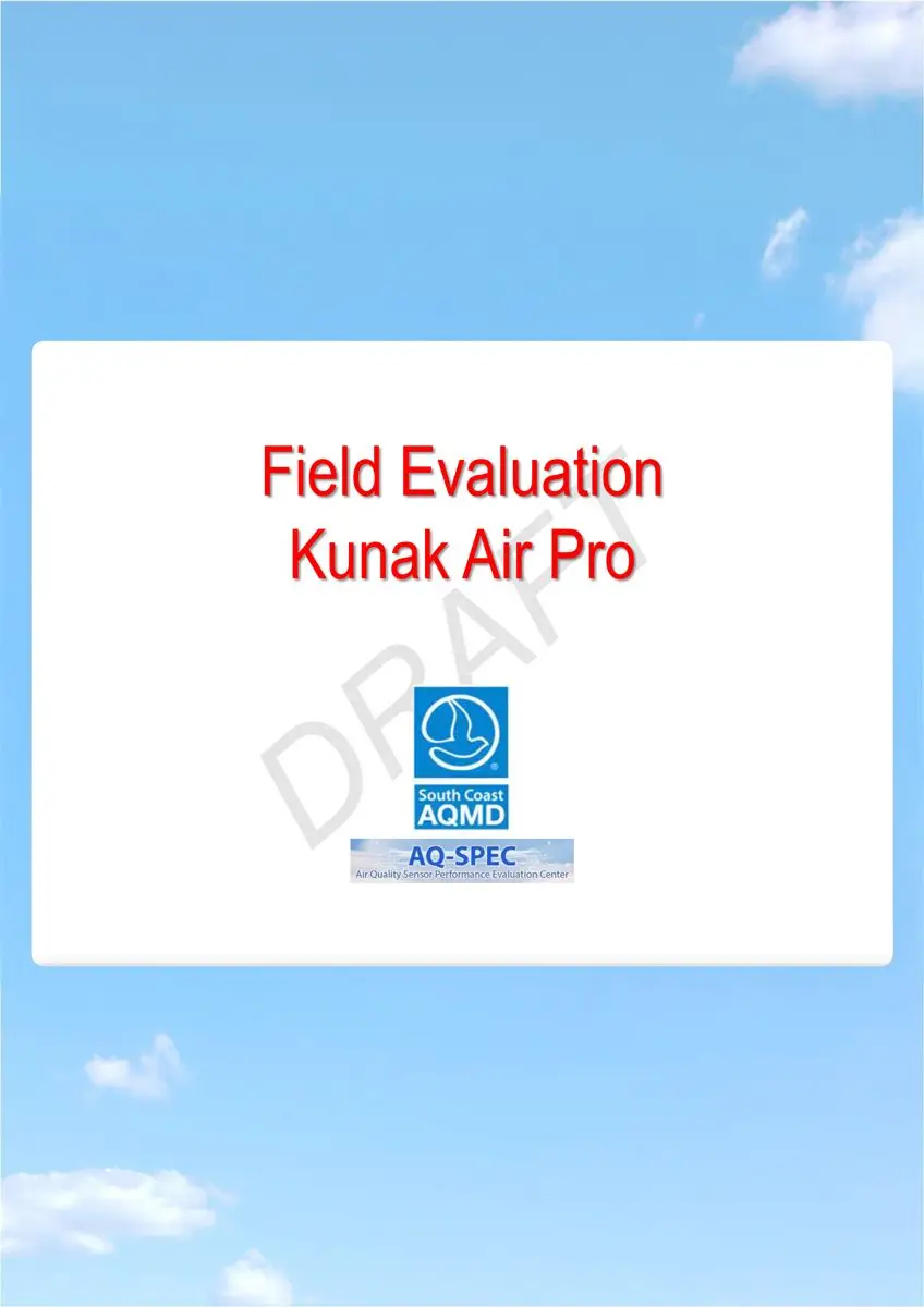 AQ-SPEC Kunak AIR Pro - Field evaluation report