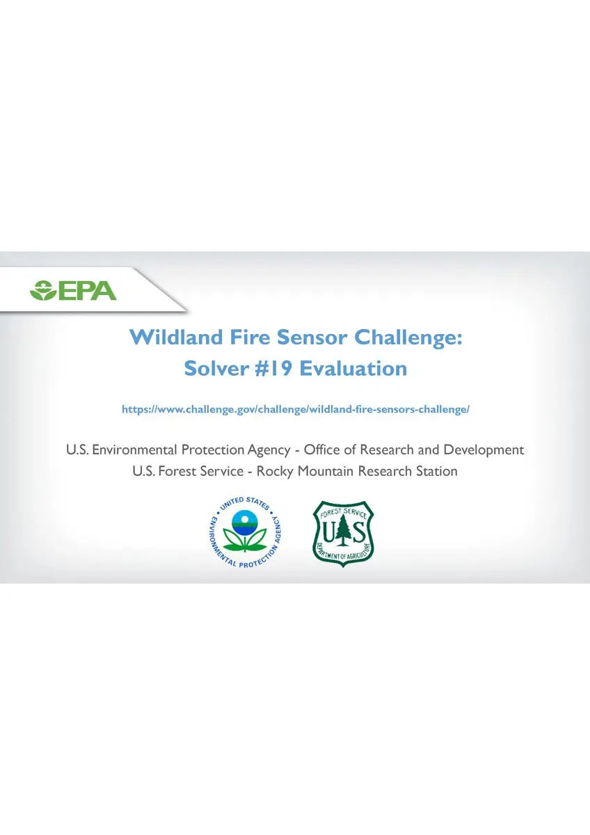 US EPA Wildland Fire Sensors Challenge: Solver #19 Evaluation