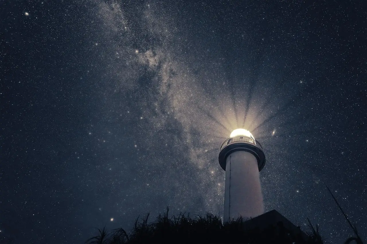 Island lighthouse and starry sky - Kunak