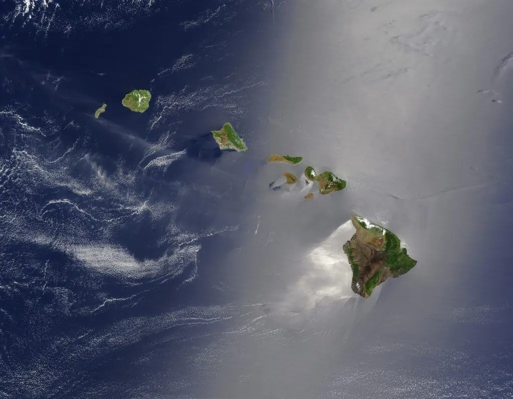 Vista aérea del archipiélago de Hawaii