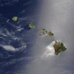 Vista aérea del archipiélago de Hawaii