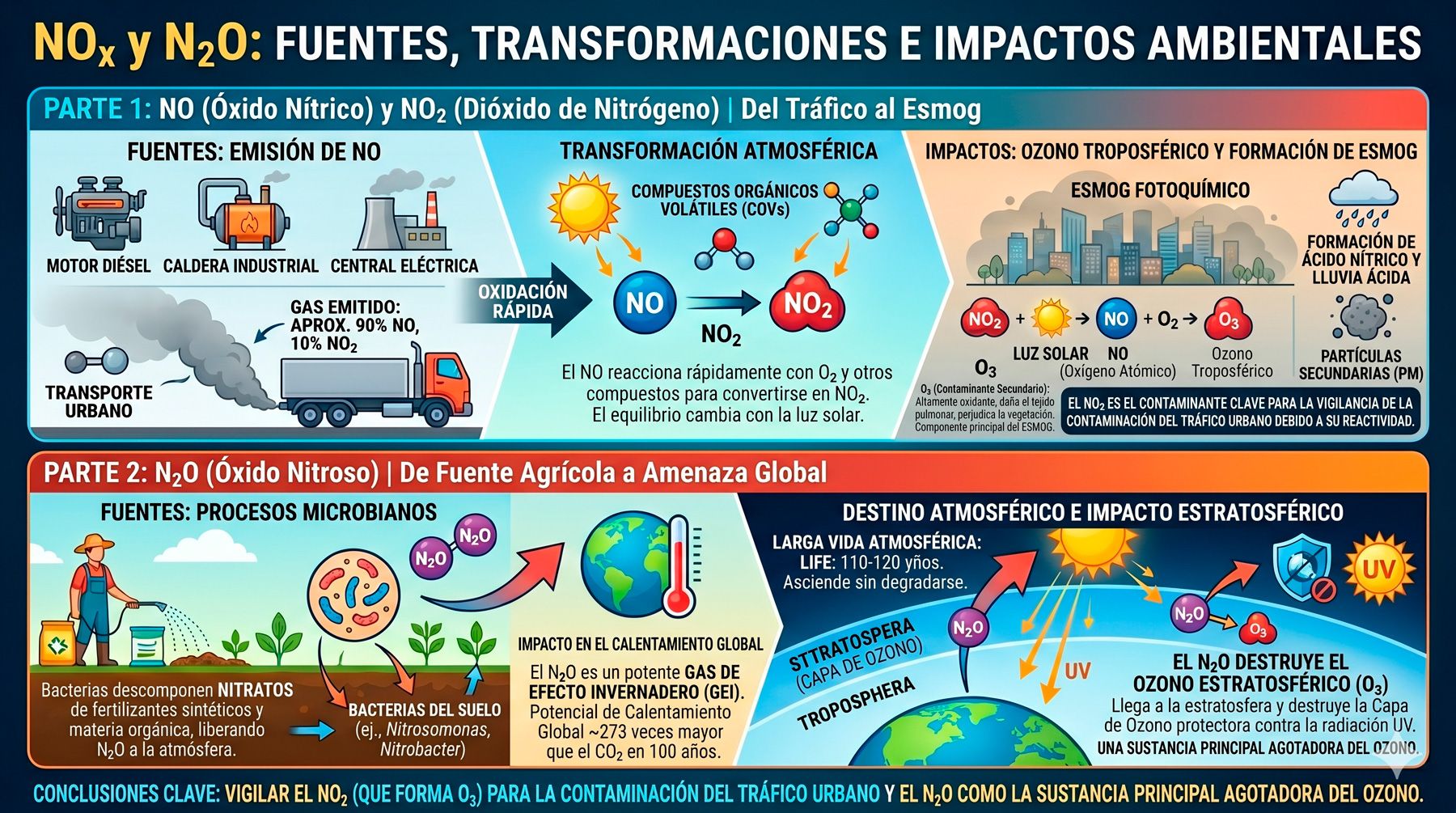 Óxidos de nitrógeno (NOx) y óxido nitroso (N<SUB>2</SUB>O): impacto y monitorización global - Kunak